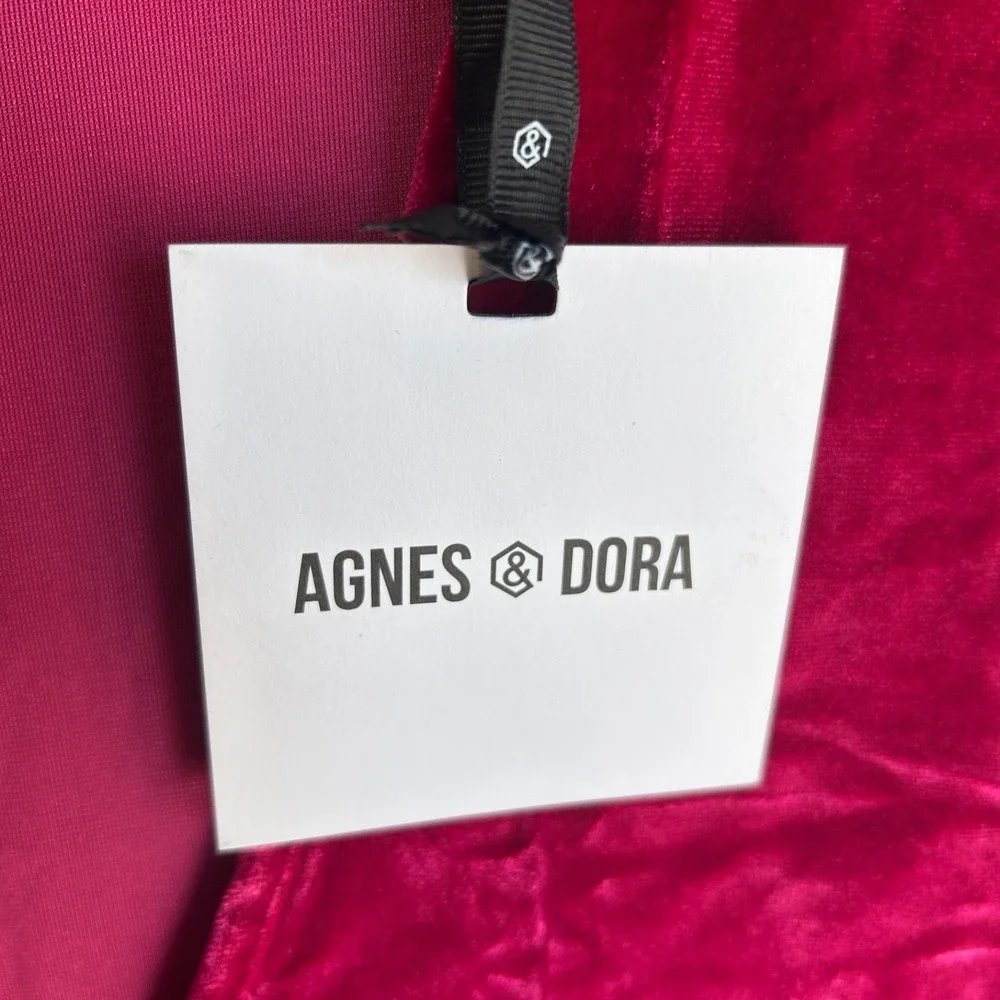 Agnes Dora Limitless Velvet Jumper Berry Oversized Reversible Dress Womens L NWT